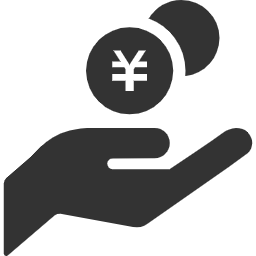 硬貨に手を添えるアイコン